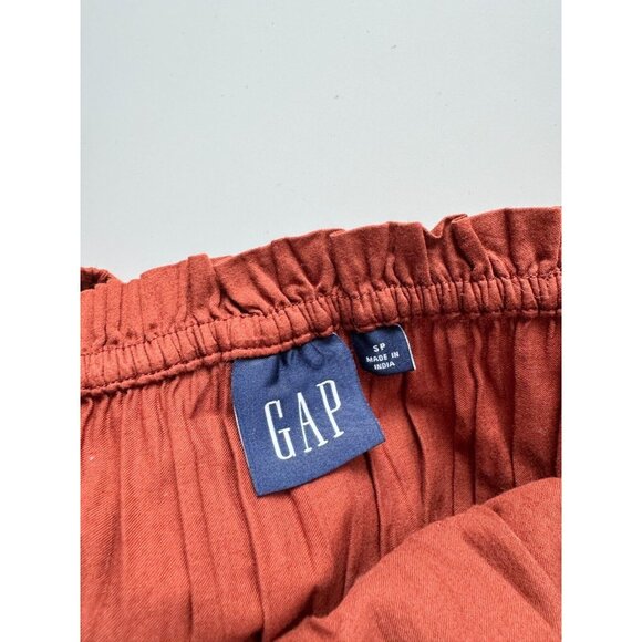 GAP Flutter Sleeve Cinch Waist Copper Beach Brown Cotton Mini Dress, Size S - Picture 10 of 13